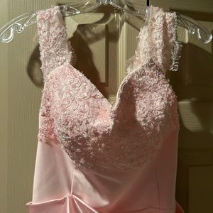 Custom Embroidered Blush Pink Bridesmaid Dress
